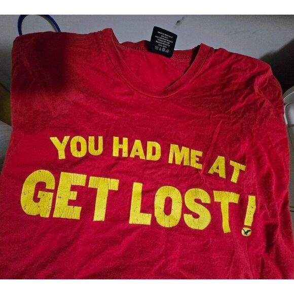 Vintage American Eagle T-Shirt With "You Had Me At Get Lost!" Single stitch - Picture 7 of 11